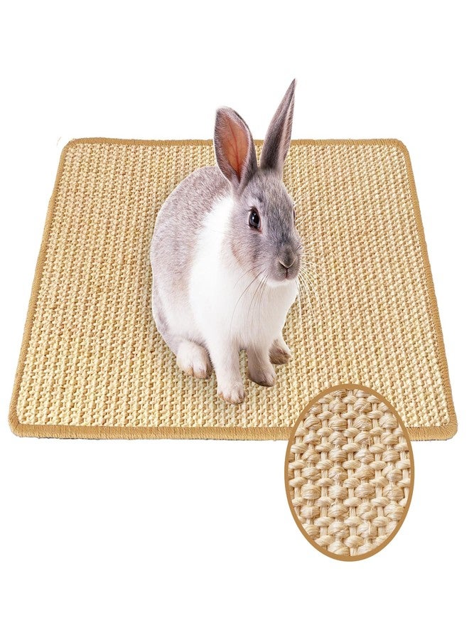 Mooydee Rabbit Scratching Pad, 16 x 12 Inch Natural Sisal Bunny Scratch Mat Scratcher Mats Claws and Teeth Care for Biting Sleeping Nesting Small Animal Bedding Bed Play Toy (Beige+Brown, 1Pc) - Image 1